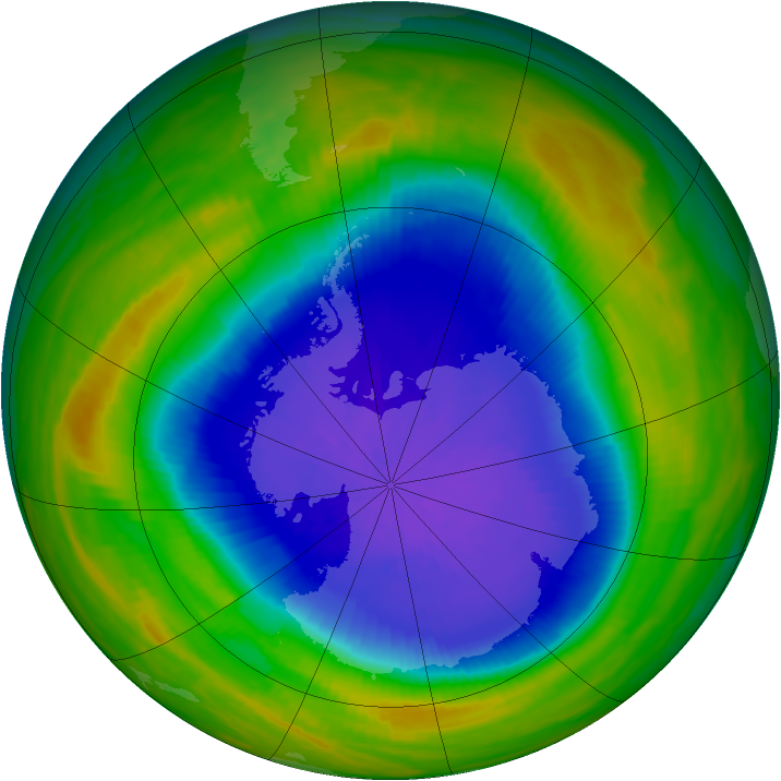 Antarctic ozone map for 21 October 1987
